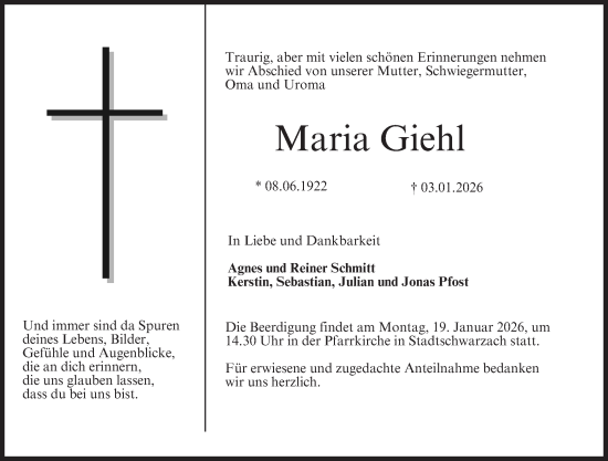 Anzeige von Maria Giehl von MGO