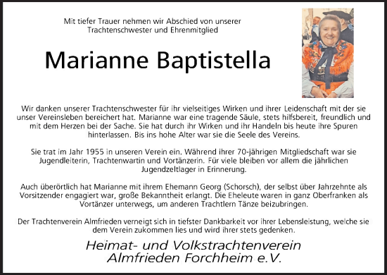 Anzeige von Marianne Baptistella von MGO