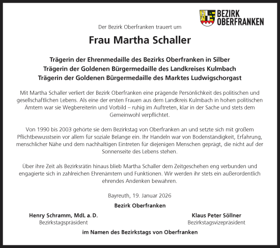 Anzeige von Martha Schaller von MGO