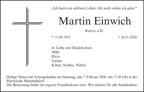 Anzeige von Martin Einwich von MGO