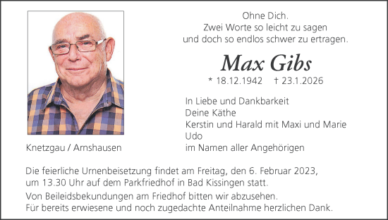 Anzeige von Max Gibs von MGO
