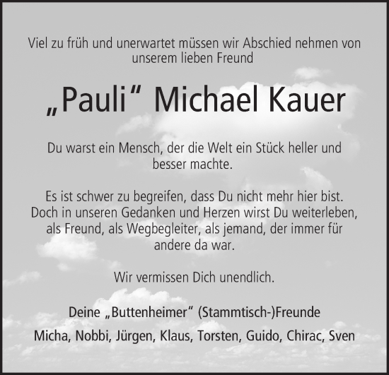 Anzeige von Michael Kauer von MGO