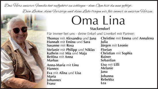 Anzeige von Oma Lina  von MGO