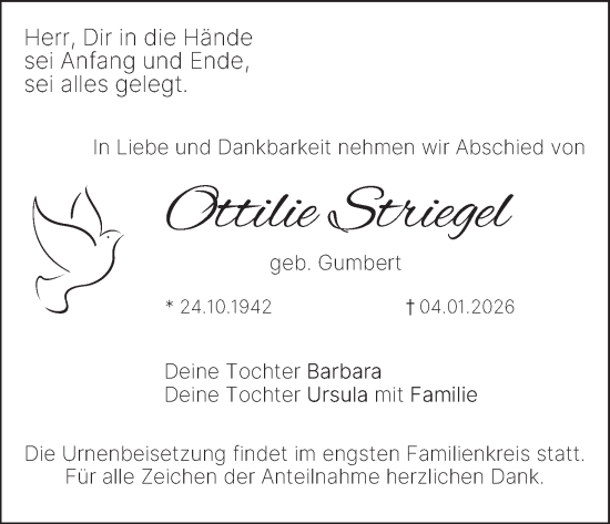 Anzeige von Ottilie Striegel von MGO