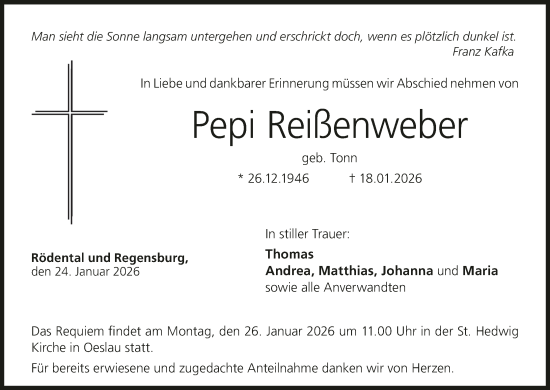 Anzeige von Pepi Reißenweber von MGO
