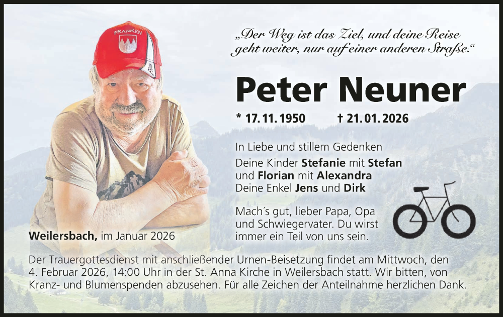  Traueranzeige für Peter Neuner vom 31.01.2026 aus MGO