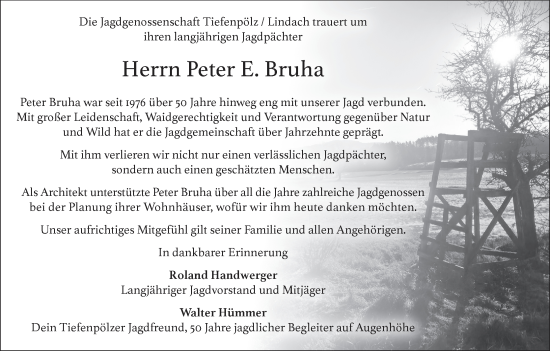 Anzeige von Peter E. Bruha von MGO