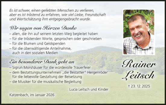 Anzeige von Rainer Leitsch von MGO