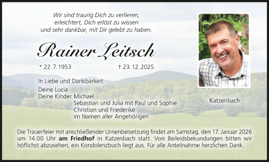 Anzeige von Rainer Leitsch von MGO