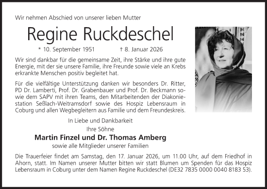 Anzeige von Regine Ruckdeschel von MGO