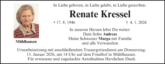 Anzeige von Renate Kressel von MGO
