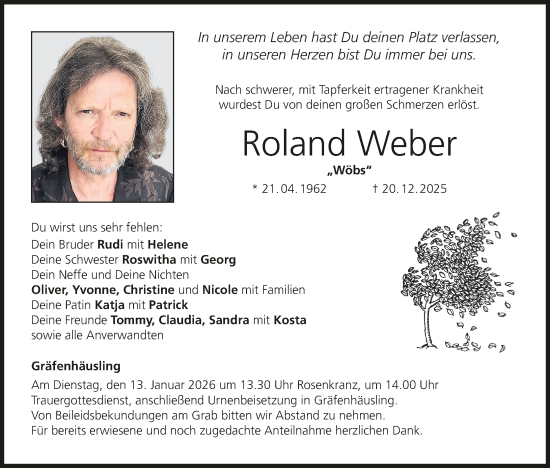 Anzeige von Roland Weber von MGO