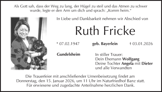Anzeige von Ruth Fricke von MGO