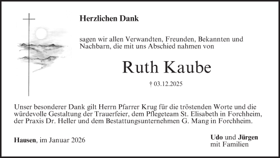 Anzeige von Ruth Kaube von MGO