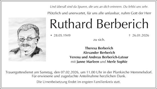 Anzeige von Ruthard Berberich von MGO
