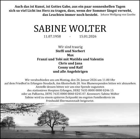 Anzeige von Sabine Wolter von MGO