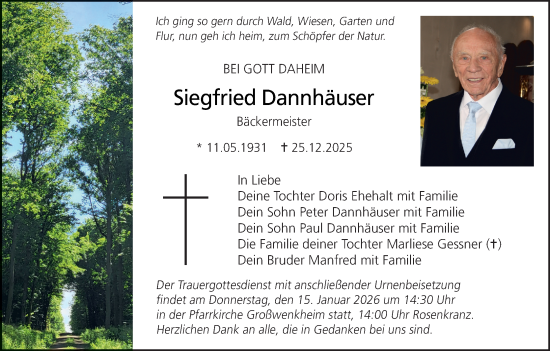 Anzeige von Siegfried Dannhäuser von MGO