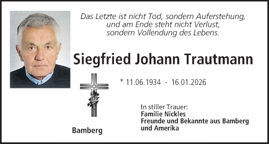 Anzeige von Siegfried Johann Trautmann von MGO