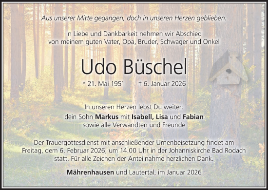Anzeige von Udo Büschel von MGO