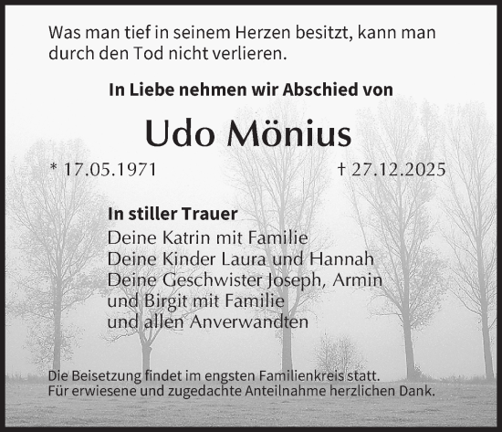 Anzeige von Udo Mönius von MGO