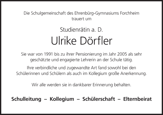 Anzeige von Ulrike Dörfler von MGO