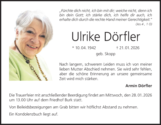 Anzeige von Ulrike Dörfler von MGO