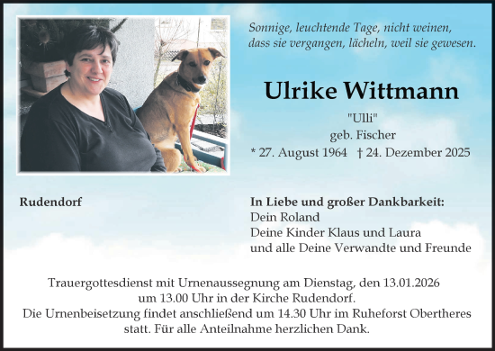 Anzeige von Ulrike Wittmann von MGO