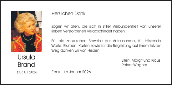 Anzeige von Ursula Brand von MGO