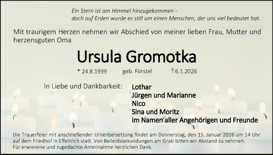 Anzeige von Ursula Gromotka von MGO
