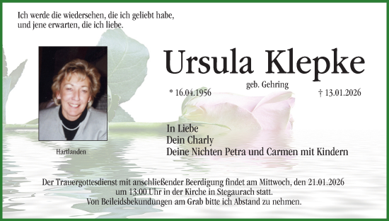 Anzeige von Ursula Klepke von MGO