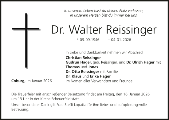 Anzeige von Walter Reissinger von MGO