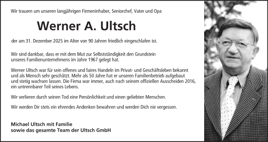 Anzeige von Werner A. Ultsch von MGO