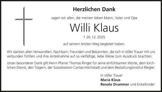 Anzeige von Willi Klaus von MGO