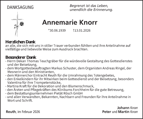 Anzeige von Annemarie Knorr von MGO
