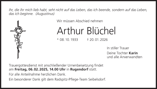 Anzeige von Arthur Blüchel von MGO