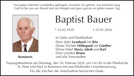 Anzeige von Baptist Bauer von MGO