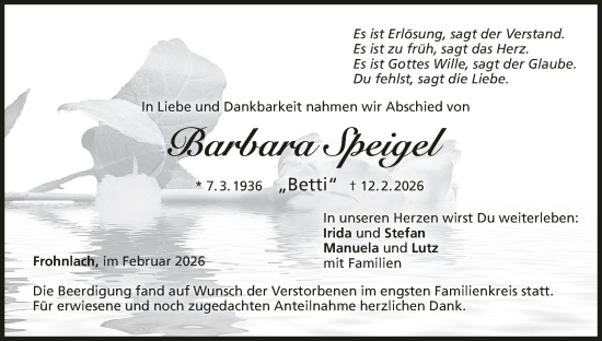 Anzeige von Barbara Speigel von MGO