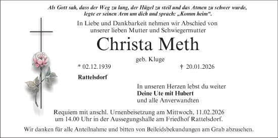 Anzeige von Christa Meth von MGO