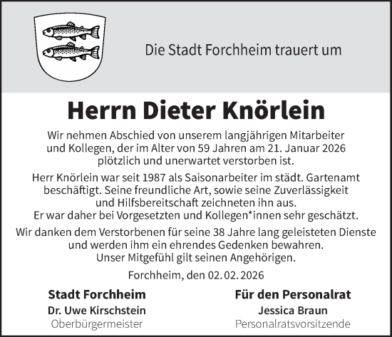 Anzeige von Dieter Knörlein von MGO