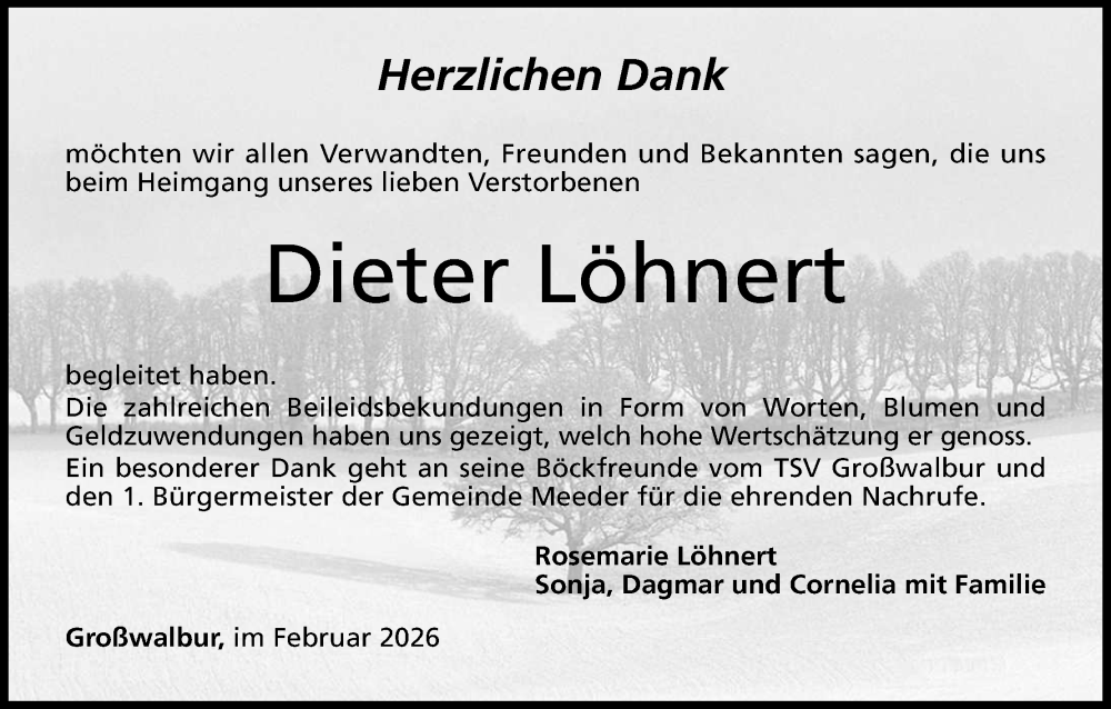  Traueranzeige für Dieter Löhnert vom 28.02.2026 aus MGO