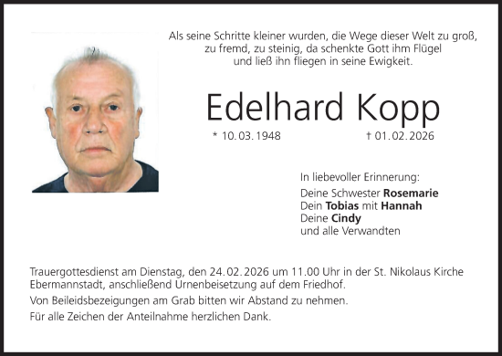 Anzeige von Edelhard Kopp von MGO