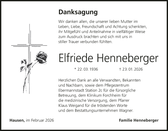 Anzeige von Elfriede Henneberger von MGO