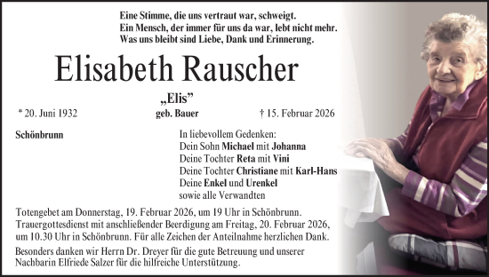 Anzeige von Elisabeth Rauscher von MGO