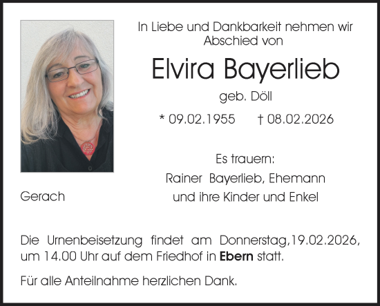 Anzeige von Elvira Bayerlieb von MGO