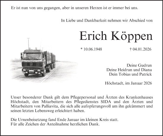 Anzeige von Erich Köppen von MGO
