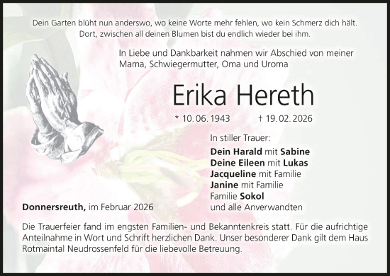 Anzeige von Erika Hereth von MGO