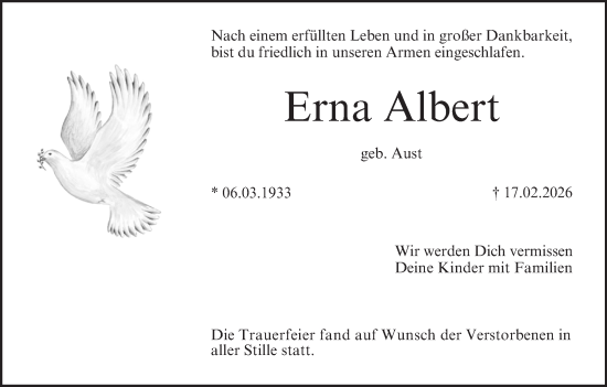 Anzeige von Erna Albert von MGO