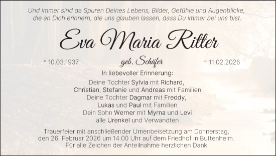 Anzeige von Eva Maria Ritter von MGO