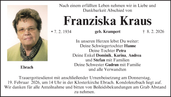 Anzeige von Franziska Kraus von MGO