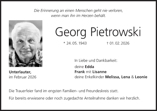 Anzeige von Georg Pietrowski von MGO
